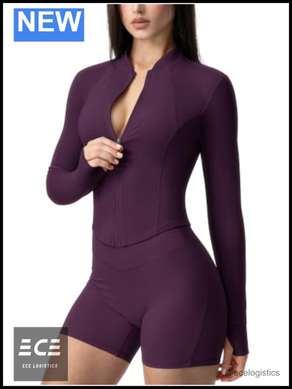 Womens V Neck Zip Up Cropped Athletic Workout Jacket Thumb Hole Slim Fit